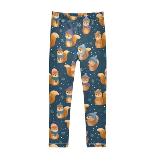 Girls Basic Leggings Baby Girls Pants Christmas Squirrels Soft Footless Stretchy Tights Pants 4-10Y