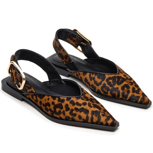 Image of Slingback Flat Shoes for Women Pointed Closed Toe Flat Mule Sandals Casual Comfortable Office Dressy Shoes