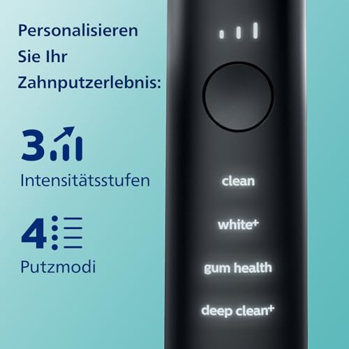 Philips Sonicare DiamondClean 9000 elektrische Zahnbürste, Schallzahnbürste mit App, Drucksensor, 4 Putzmodi, 3 Intensitätsstufen, Ladeglas und USB-Reiseetui, Schwarz, Modell HX9911/09 – Bild 6