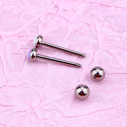 Oufer Titanium Tongue Piercing Barbell Jewelry Tongue Rings With White Opal G23 Solid Titanium Tongue Rings For Women Men #TOP4
