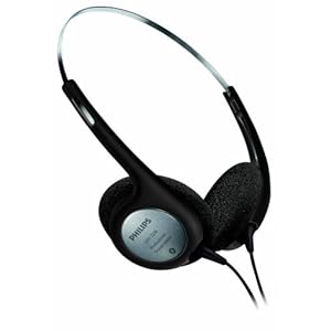 Philips LFH2236 Stereo Kopfhörer für Diktier-und Wiedergabegeräte mit 3.5 mm Klinkenstcker, Ohrpolster, schwarz/Silber