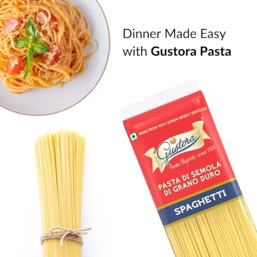 Image of Gustora Spaghetti Pasta Combo, 1 KG I Italian Spaghetti Pasta Combo Set I Made of Durum Wheat Semolina I Vegetarian I Tasty & Healthy I No Trans-fat I Rich in Protein I Cooking Time 10 Min (500gX2)