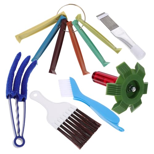 NIYANGLE Set De 6 Outils De Nettoyage Pour Climatisation Brosse En Acier Inoxydable Peigne à Ailettes Brosse Antistatique Accessoires De Nettoyage Pour Condenseur Et Radiateur