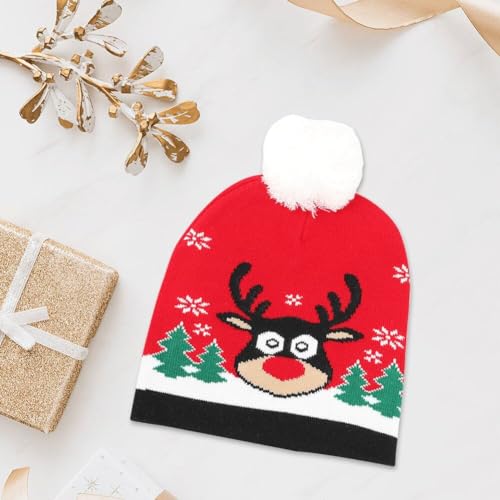 Fituenly Unisex Weihnachten Beanie Herbst Winter Warm-up Hut Winter Cap Weihnachten Strick Jacquard Hut Santa Elf Rentierhut