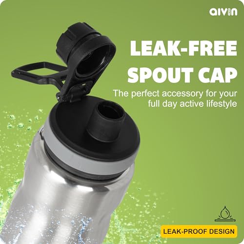 Image of Aivin Coolsip Stainless Steel Water Bottle | Leak Proof & Break-Proof | Lid is Sealed by a Silicone Ring | Best Usage for Office /School /College /Gym /Picnic /Home /Fridge |1 Litre | Silver (Coolsip)