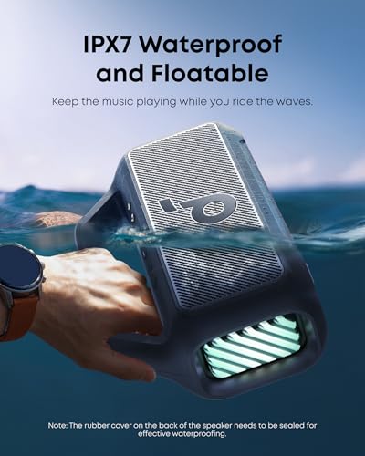 Image of Soundcore Boom 2 Outdoor Speaker, 80W, Subwoofer, BassUp 2.0, 24H Playtime, IPX7 Waterproof, Floatable, RGB Lights, USB-C, Custom EQ, Bluetooth 5.3, Portable for Outdoors, Camping, Beach (Renewed)