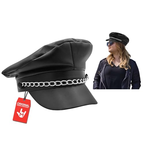 Nicky Bigs Novelties Morph Adult Black Fake Leather Biker Punk Pride Costume Hat Chain Costume Accessory