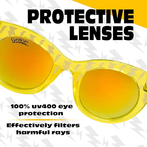 Image of ARKAID Pokemon Sunglasses - Comfortable UV-Protective Pikachu Sunglasses W /t Soft Carrying Case - Official Pokemon Accessories & Gifts for Boys & Girls