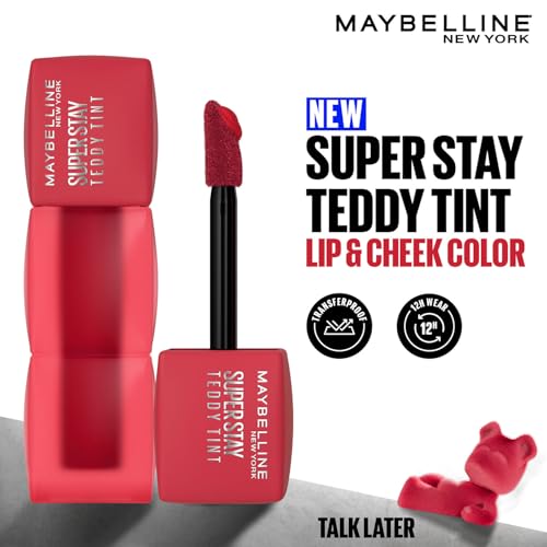 Image of Maybelline New York Superstay Teddy Tint, Lip And Cheek Color, 160 Talk | Blurred matte that lasts up to 12H | Transferproof Lip Tint