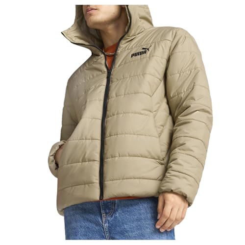 Image of PUMA Mens Essentials Hooded Padded Jacket Athletic Outerwear Casual Insulated - Beige