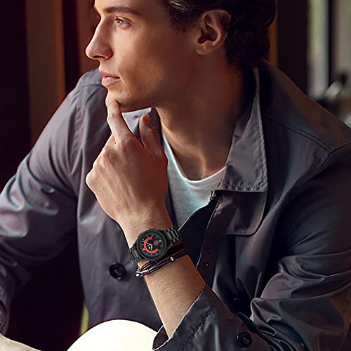 Mastten No Gap Compatible with Samsung Galaxy Watch 7 6 5 4 Strap 44mm 40mm, Stainless Steel Metal Watchband for Galaxy Watch 6 Classic Strap 47mm 43mm/Watch 5 Pro 45mm/4 Classic 46mm 42mm, Black