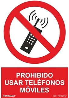 Señal de prohibido usar teléfonos móviles, con tintas UV SEKURECO