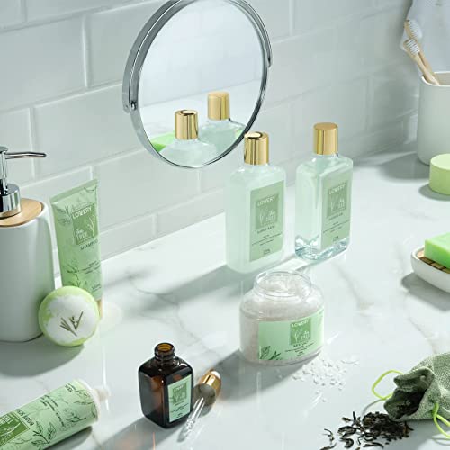Tea Tree Bath Set - Luxury Home Spa Set With Calming Mint Fragrance – 15 Pc Relaxation Gift Basket With Tea Tree Bath Oil,Shower Gel, Bubble Bath, Handmade Soap, Steamer Tablet, Potpourri & More #TOP4