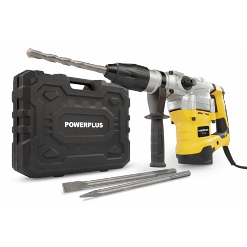 POWER plus Elektro-Schlagbohrmaschine POWX1179-3 in 1: Schlagbohren, Meißeln und Meißeldrehen, 1600 W Bohrleistung, 9 J, SDS max, 3 Zubehörteile