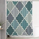 Bathroom Shower Curtain Blue Antique Oriental Traditional Pattern Ogee Abstract Mediterranean Shape