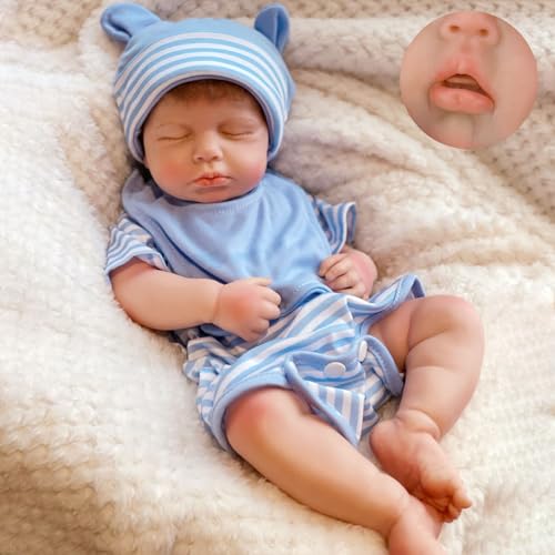 Muñeco bebé silicona 18 pulg. realista peso 6.6 lb azul miniatura 1