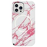 LuMee - Halo - Lighted Selfie Case for iPhone 13 and 13 Pro - Built-in Adjustable LED Lighting - 6.1 Inch - Rose Metallic White Marble