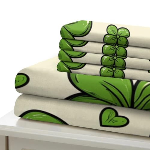 Ensemble de literie 3pcs avec taie d'oreiller et housse de couette trèfle 3D