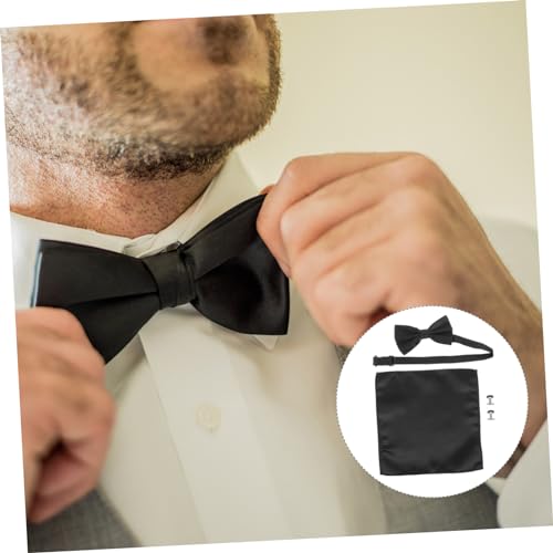 Set para hombres con moño y pañuelo de seda miniatura 7