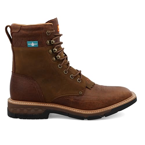 Twisted X Men's 8" CellStretch Lacer - Casual Western Boots for Men, Distressed Saddle & Cognac - Waterproof4