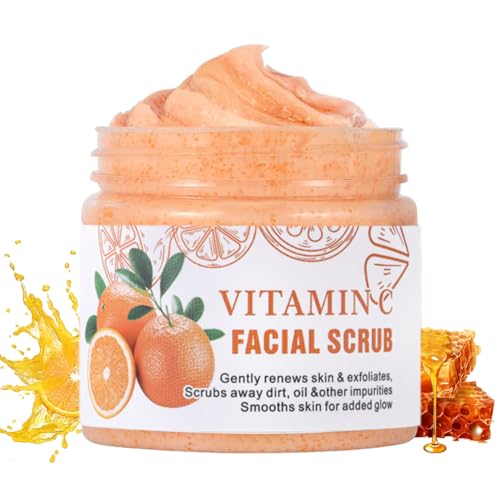Vitamin C Face Scrub,Exfoliating Face Wash,Facial Peeling Cream Microdermabrasion Face Exfoliator,Facial Cleanser Dask Spot Remover,Gentle Face Scrub for Women,Peeling Blackheads & Acne,Hydrating Skin