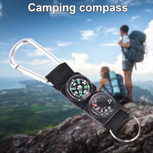 Liakyunf Llavero Multifunción 3 en 1 con Brújula, Termómetro y Mosquetón, Accesorio Compacto para Senderismo, Camping y Aire Libre - imagen 8