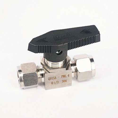 Sorekarain 304 Stainless Steel Compression Fitting Ball Valve gate Valve 915 PSI Q91SA PN 6.4 Fit for 1/2" inch O/D Tube