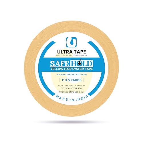 Image of Yellow Cotton Hair Patch Tape 1 Inch X 5 Yards Strong Hold Adhesive | For Monofilament Patches, Water & Sweat Resistant, Skin Friendly, Holds 2+ Weeks, Easy To Apply & Remove