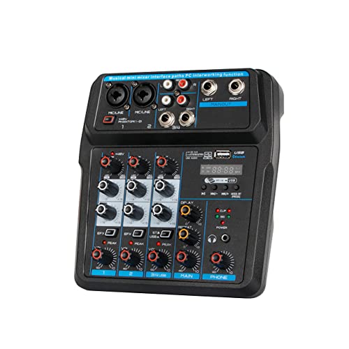 Depusheng U4 Mezclador de audio Interfaz de audio USB de 4 canales Mezclador de audio Interfaz de...
