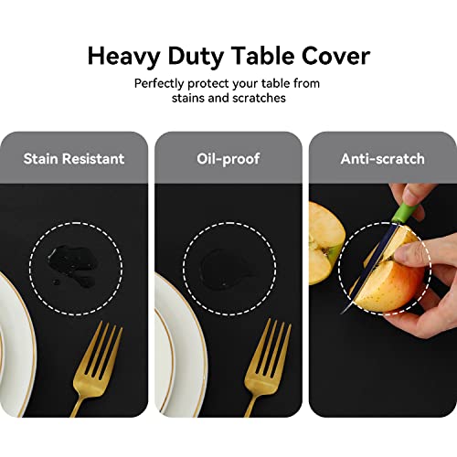 Image of Romanstile 100% Waterproof PVC Tablecloth, Rectangle Oil Spill Proof Stain Resistant Vinyl Table Cloth, Wipe Clean Plastic Table Covers for Kitchen /Dining /Parties - 60 x 120 Inch, Black