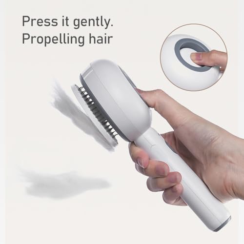 Image of Cat Steam Brush, 3 In 1 Steamy Pet Comb with Release Button and Tank, Anti-Static Dog Steamy Brush for Effective Hair Removal, Rechargeable Steam Cat Comb for Furry Pet