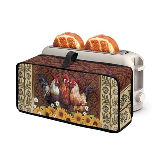 ZDCUSTOM Sunflower Rooster 2 Slice Slim Toaster Dust Cover with Hanging Loop Dust & Fingerprint Protective Case Cover for Toaster Oven Bread Maker Machine