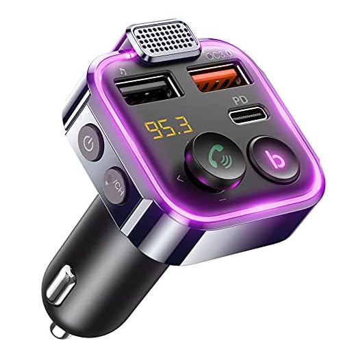 AINOPE 2023 Upgraded Bluetooth FM Transmitter for Car Adapter, Stronger Microphone & Bass Sound Bluetooth Radio Transmitter Car Adapter, Support 42W PD+QC3.0, 7 Colors LED Backlit, Wireless Call