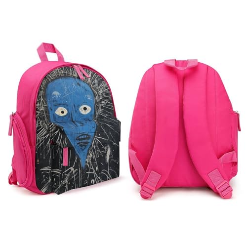 Black And Blue Painting Backpack Small Book Bag with Side Pocket, Lightweight Durable Backpack, Travel Rucksack, Pink-style4