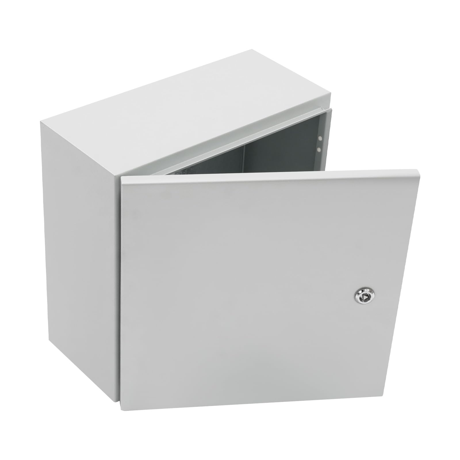 Caja de distribución eléctrica exterior IP65, 40 x 40 x 20 cm, armario de control con cerradura de acero laminado en frío, montaje en pared con placa de montaje, para interior y exterior