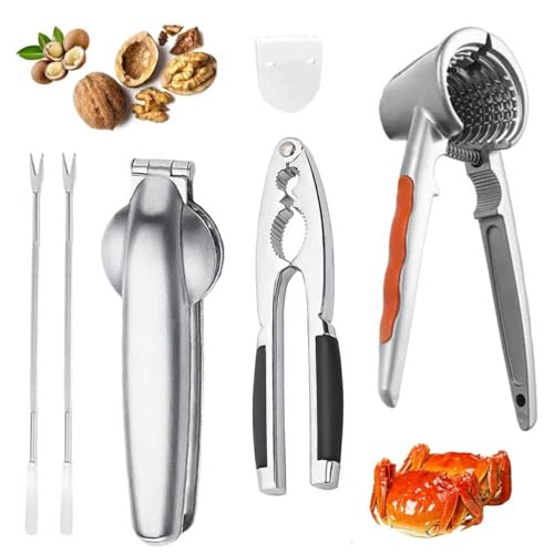 TELAOBAN Alicates Romper Nueces Multifuncional, Cortador de Castañas con 2 Agujas de Nogal, Casca Nueces con Agarre Antideslizante, Cascanueces de Metal, para Castañas, Nueces y Otros Frutos Secos