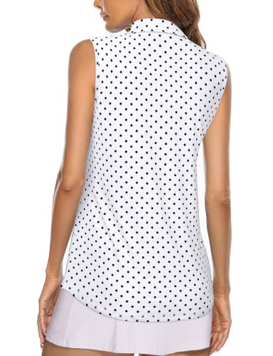 Image of Koscacy Women's Sleeveless Golf Tennis Polo Shirts Zip Up Dry Fit Workout Tank Tops Athletic Shirt