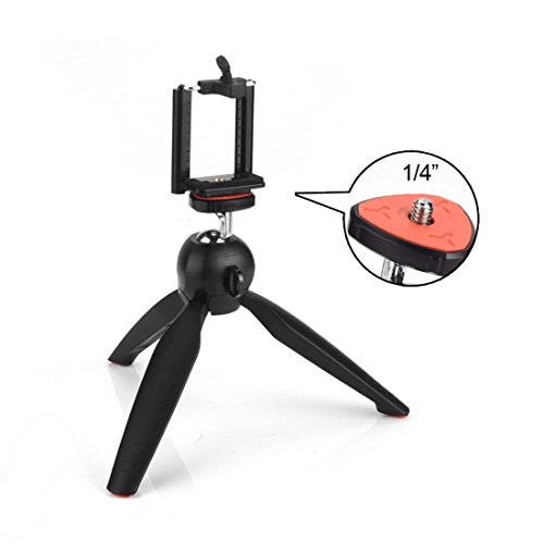 Image of Mshine 360 Degree Mini Tripod Stand for Mobile Phones, DSLR and Action Cameras, Portable Adjusatable Phone Mount Holder for Vlogging, YouTube Videos (Pack of 1) Black
