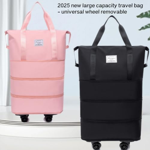 Beente Travel Bag with Wheels, Large Capacity Travel Bag, Waterproof ＆ Thickened Three-Layer Silent Disassembly Wheel (Light Purple)2