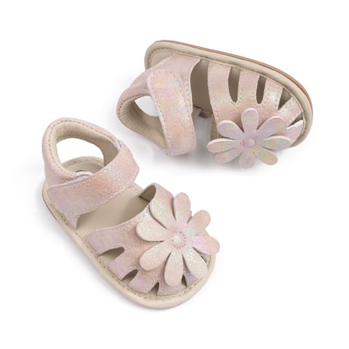 Image of HsdsBebe Baby Girls Sandals Bohemia Flower Bow Soft Sole Toddler First Walkers Beach Summer Shoes