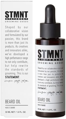 STMNT Statement Grooming Goods Beard Oil, Premium Masculine Scent, Spill-Proof Dropper, Moisturizing Formula with Natural Oils, No Silicone,Signature Citrus, Incense, & Woody Scent, 50 ml