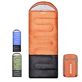 DOPEDIO Schlafsack Winter, 4 Jahreszeiten Deckenschlafsack, 500GSM/180GSM für Outdoor Camping und Indoor als Decke, Warm Schlafsack für Erwachsene Kinder, Sommer Trekking und Reisen(Sommer, Orange)