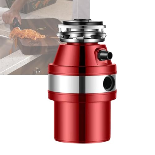 Triturador de Basura con Sistema de trituración de residuos de Acero Inoxidable antiobstrucción, fácil de Instalar. Triturador de harina, cáscaras de Huevo, cáscaras y restos (Rojo).