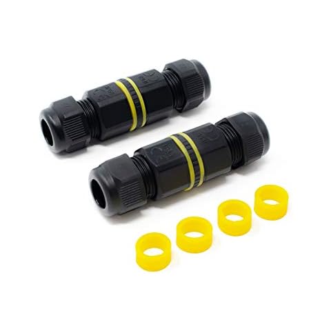Waterproof Outdoor Cable Connector IP68 Junction Box External Inline 2 Way Mains Electrical Weatherproof Block - Pack of 2 (3 Pole) Cover