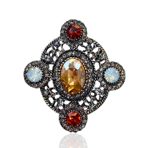 Image of Vintage Brooch Pin for Women Girls Baroque Retro Gold Cross Brooch Accessories Elegant Austrian Crystal Rhinestone Brooch Pin Dress Coat Sweater Suit Party Wedding Gifts Victorian Bridal Jewelry