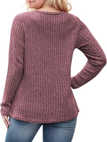 DOLNINE Womens-Plus-Size-Tops Casual Long Sleeve Shirts Trendy Button Side Split Fall Cute Tunic Sweatshirts XL-5XL3