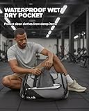 Tolaccea 47L Sporttasche Groß Sporttasche Rucksack mit Schuhfach Nassfach Wochen Reisetasche Duffel Bag Fitness Trainingstasche für Herren Damen Gym,Reise,Schwimmen,Sauna,fußball (Grau)