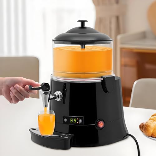 DNEPEI Máquina y dispensadora de Chocolate Caliente Comercial de 10 l, Calentador eléctrico de Acero Inoxidable 304 con Grifo, Pantalla LED para Chocolate, Leche, Leche de Soja y cafeterías. 5L