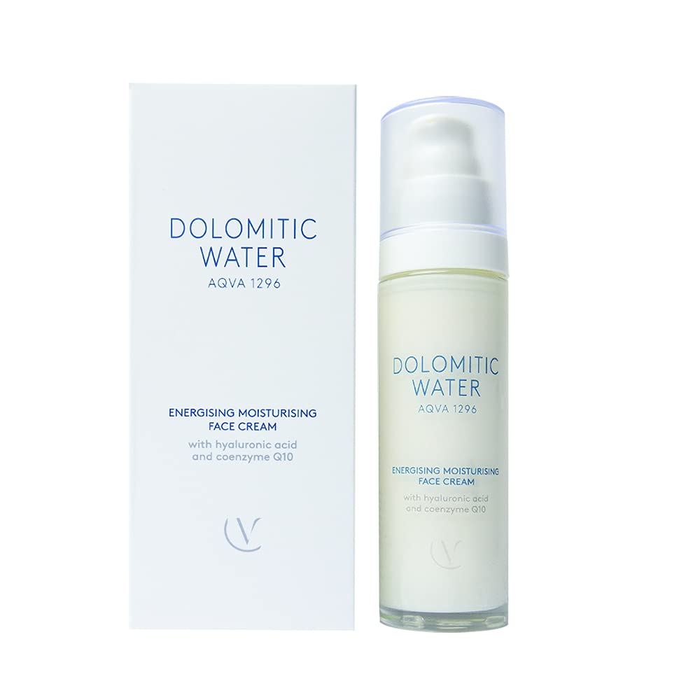 Agua Dolomítica - 50 ml Crema Facial Hidratante Energizante con Ácido Hialurónico y Coenzima Q10