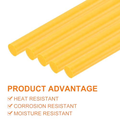 Image of uxcell 10 Pcs Plastic Rods 7 x 406mm Round Solid ABS Styrene Stick for DIY Toys Building Architectural Model Making, Yellow